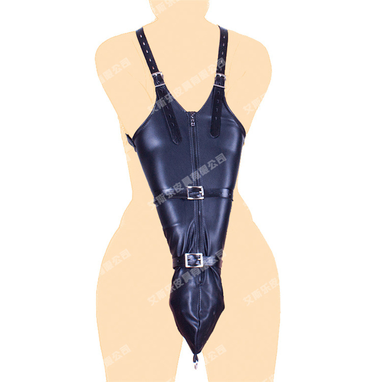 艾斯乐黑色欧款拉链紧束单手套情趣紧束手束缚袋禁锢捆绑皮革拘束