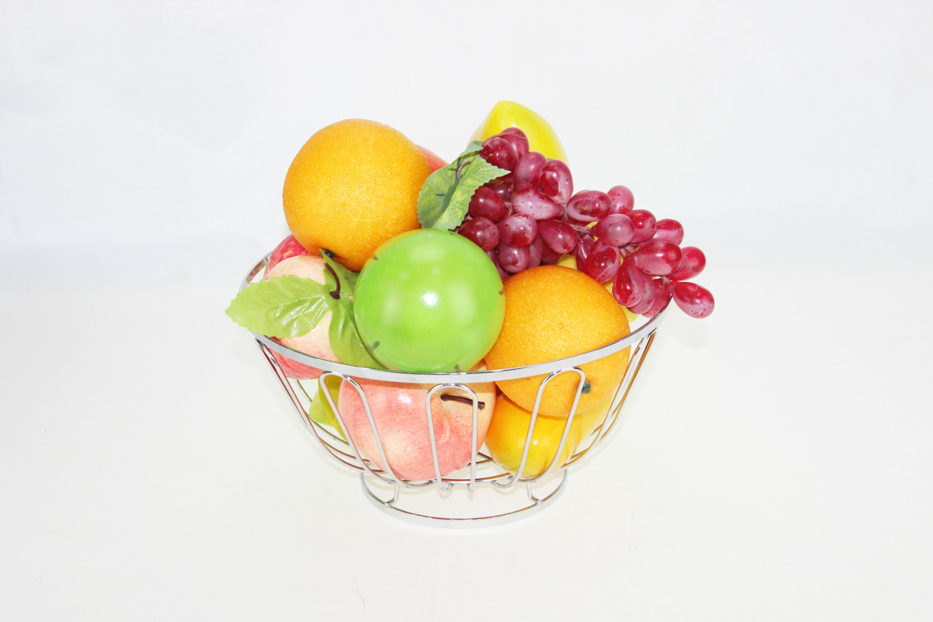 电镀铁线圆形水果篮,家用高档金属制品铁线水果篮