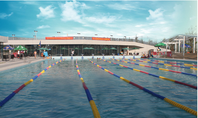 图为配套华扬产品的扬州李宁体育园游泳馆