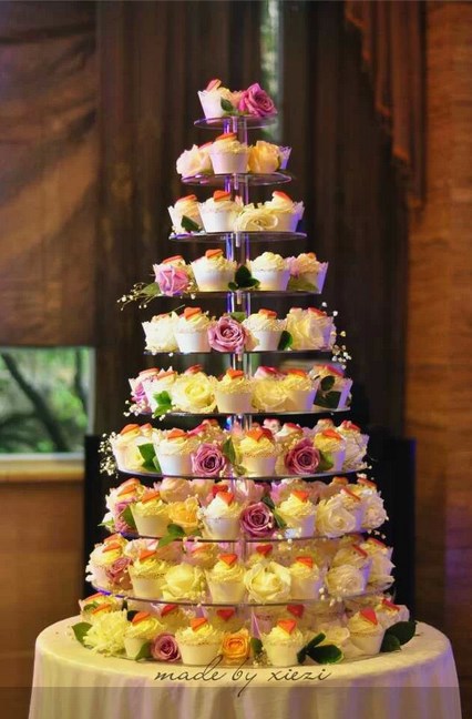 10层纸杯蛋糕架 杯子甜点圆形多层10层亚克力透明架子 包邮可拆分