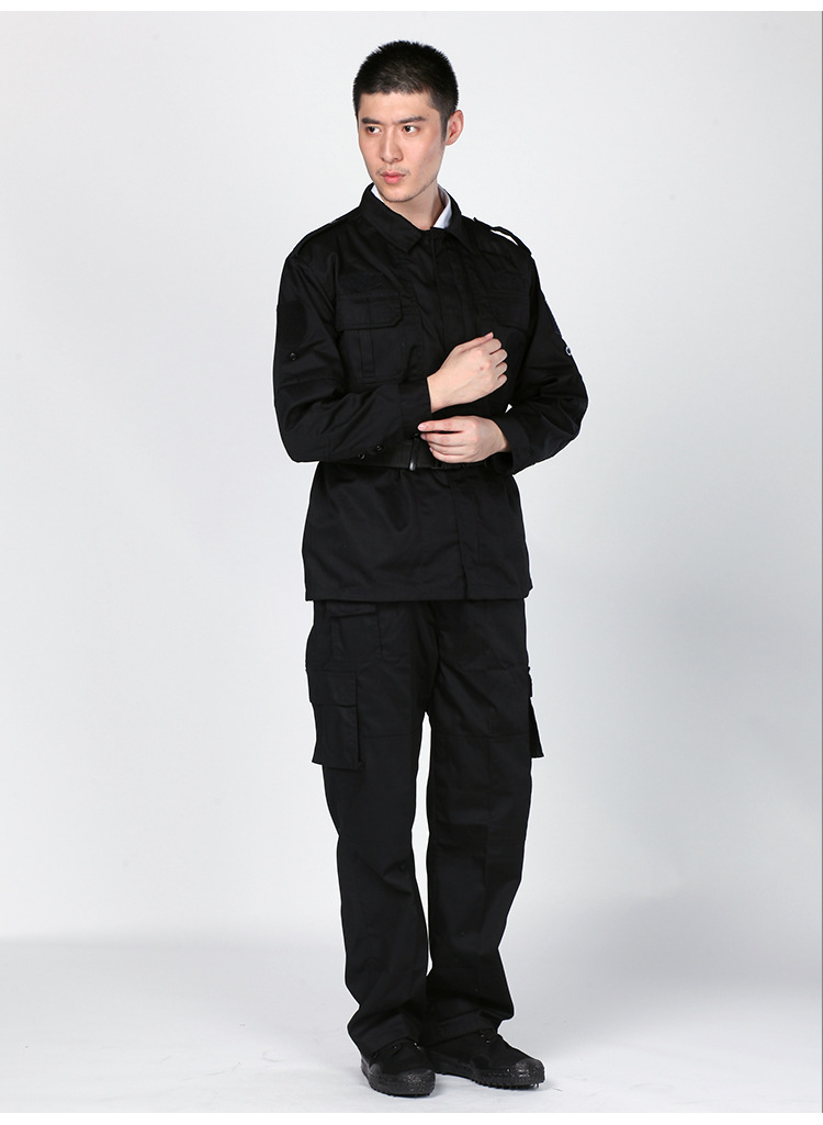 厂家批发99黑色保安冬长袖战训服作训服 保安服物业劳保工作服