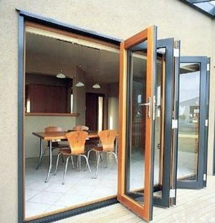 双层钢化玻璃铝合金折叠门阳台折叠门别墅无缝折叠门澳洲出口