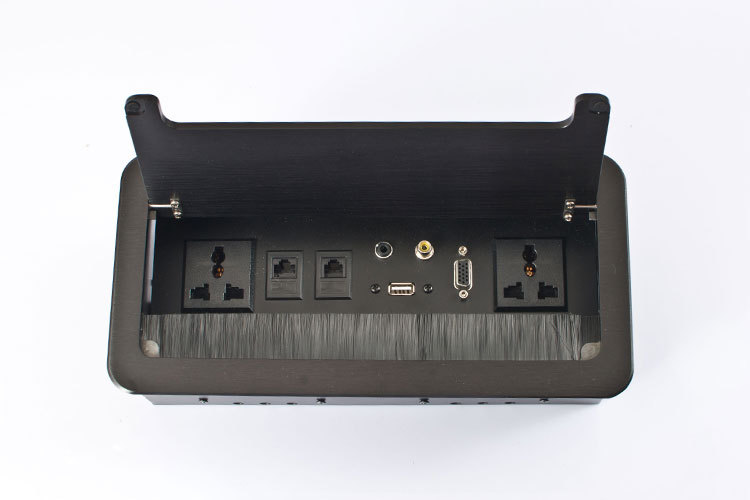 多功能桌面插座/台面插座过线盒毛刷款多媒体信息盒f-700a