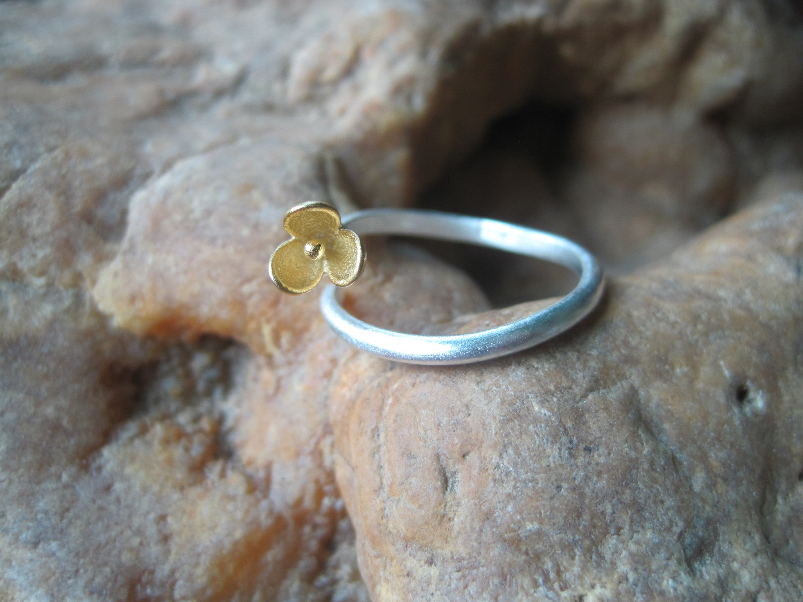 s925纯银花芽食指开口戒原创个性设计文艺花蕊戒指批发