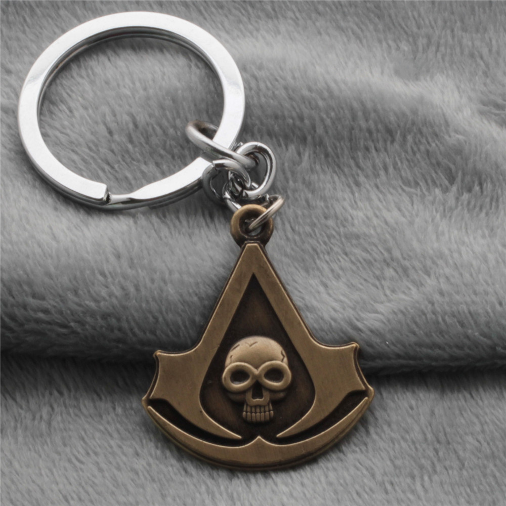 欧美饰品 合金挂件 双刀骷髅头钥匙扣 项链外贸速卖通批发