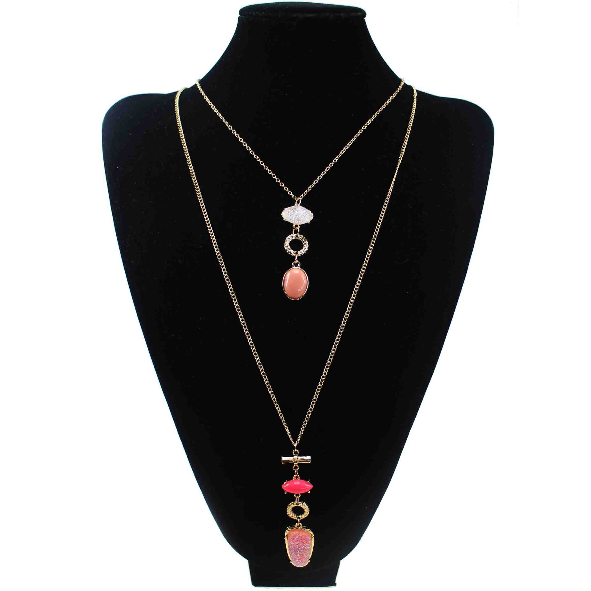 欧美项链大牌新款项饰多层夸张仿天然石毛衣链义乌厂家货源