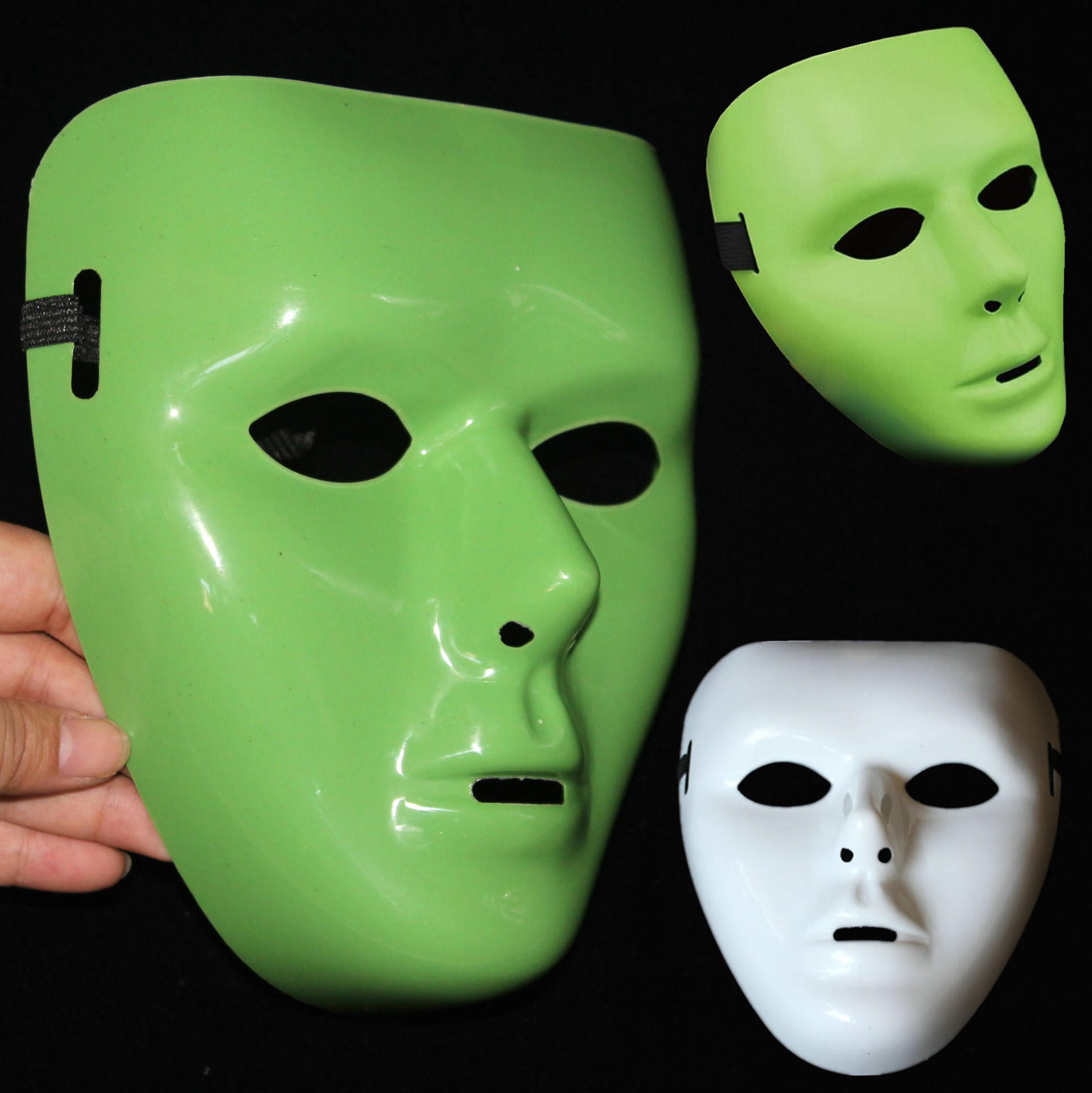 万圣节街舞面具鬼舞步夜光舞蹈面具薄款嘻哈眼罩夜光色白色面具