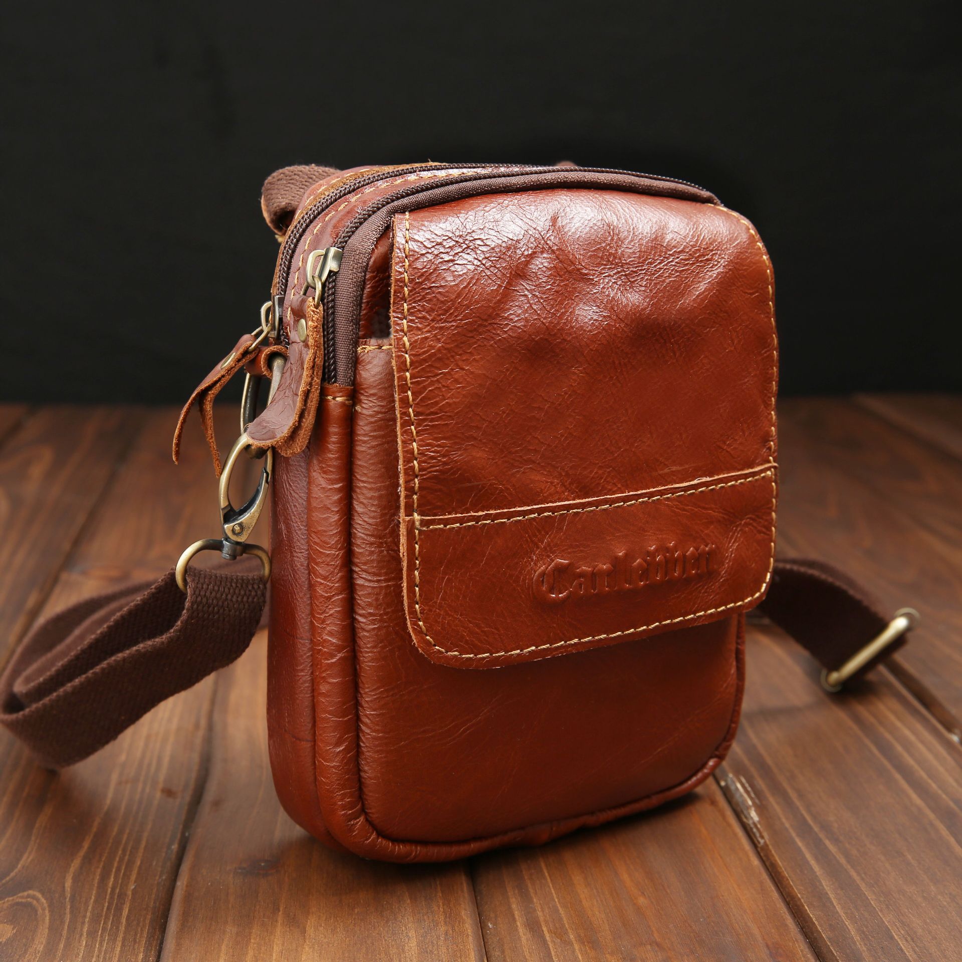 外贸单新款jeep男包真皮手提男土腰包头层牛皮单肩斜挎包户外休闲