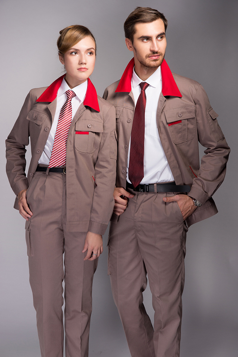 厂家直销重庆长袖工作服定制制服厚型帆布单层长袖夹克劳保服