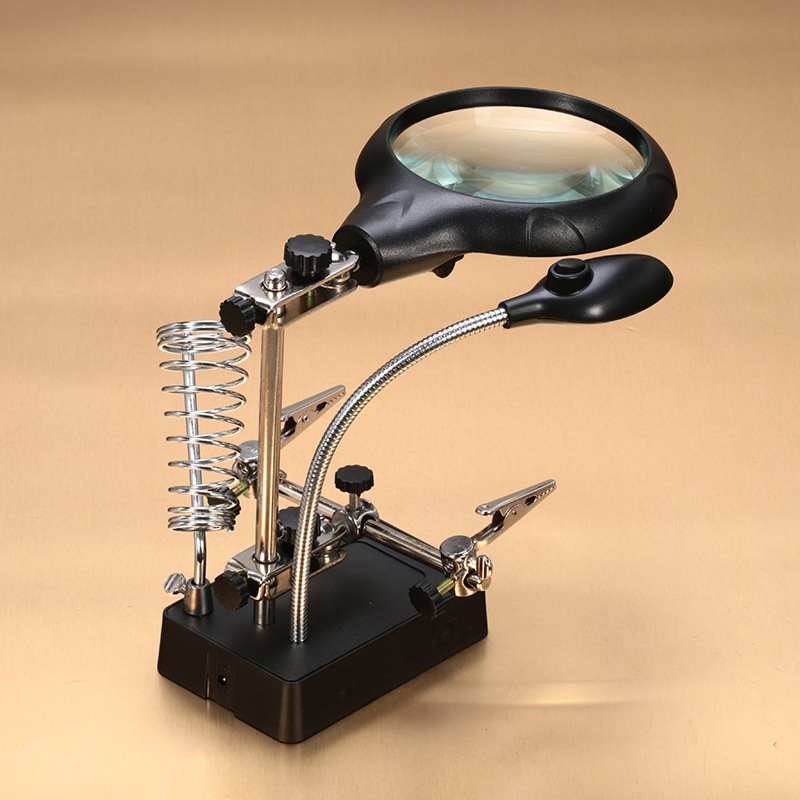 供应mg16129-c台式带灯led阅读放大镜 电子检验维修辅助夹放大镜