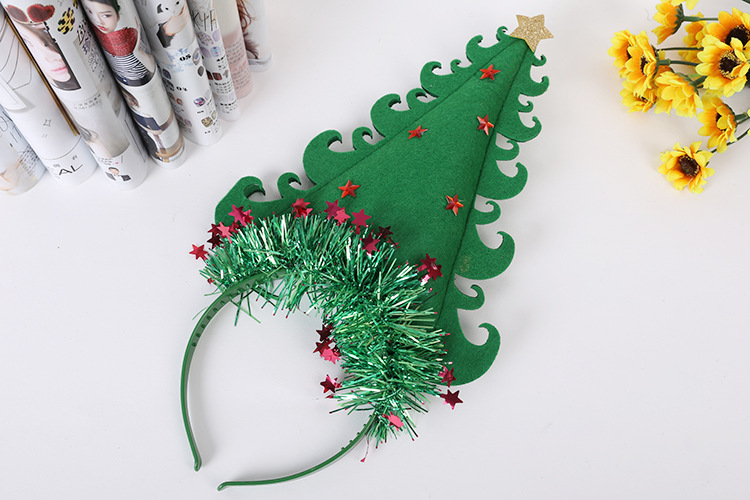 新款圣诞节圣诞树装饰品发箍头箍儿童可爱发箍圣诞节装饰道具批发