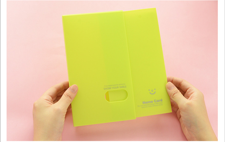 韩国文具批发 爱の微笑60入名片夹 塑料名片便签夹 yf15-090