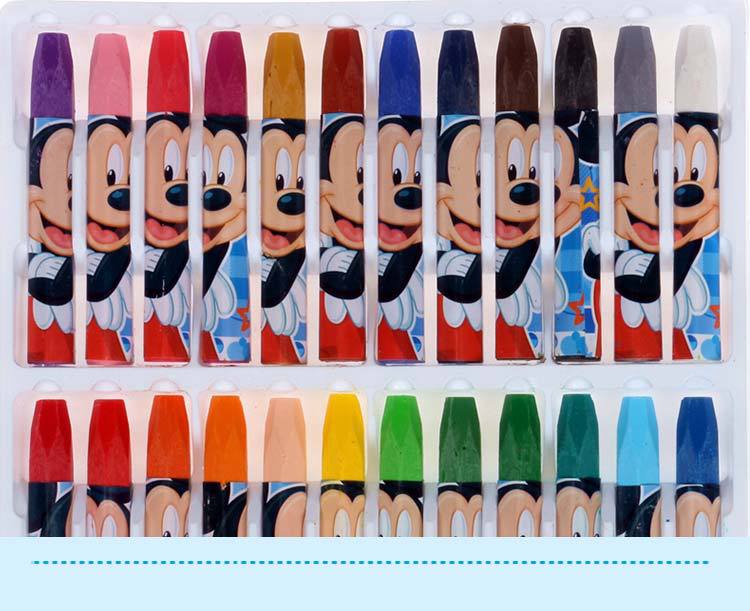 迪士尼儿童小学生24色彩色画笔蜡笔油画棒