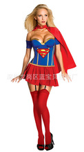 游戏制服万圣节派对 角色扮演超人服装 欧美cosplay女超人装