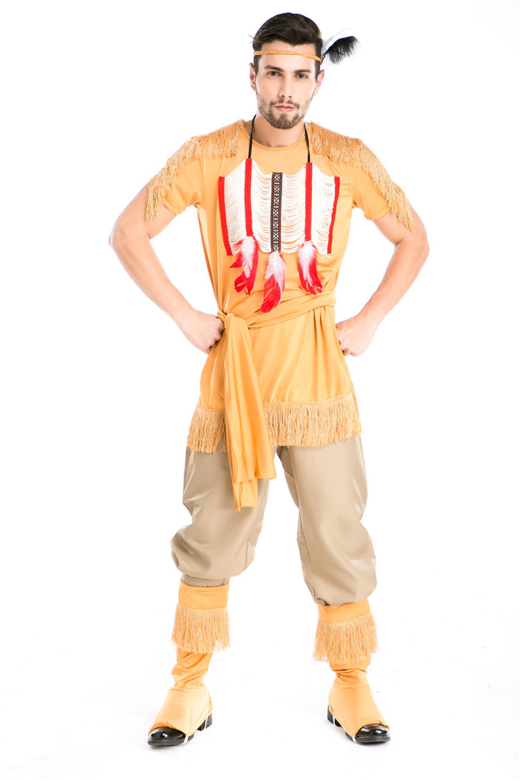万圣节印第安人服装 男款土著人猎人弓箭手cosplay 角色扮演制服