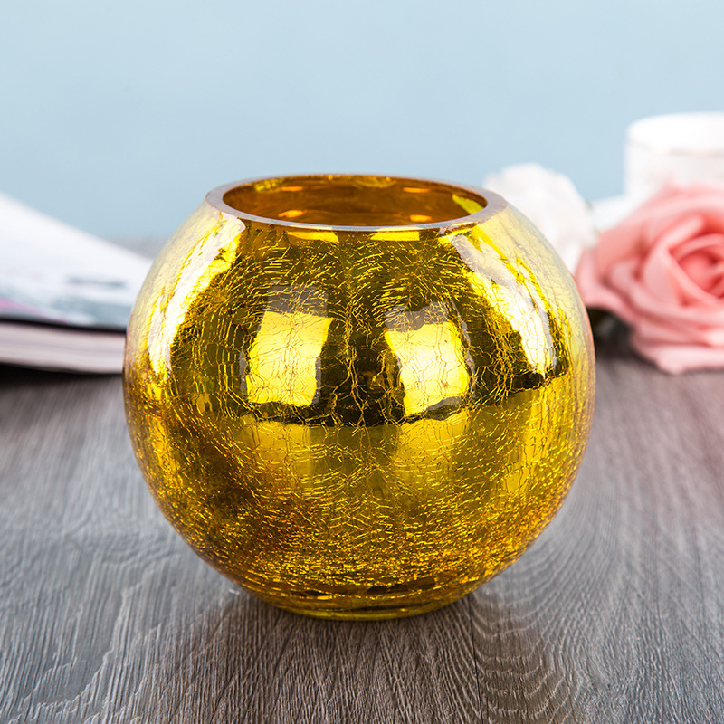 欧式高档冰花鎏金玻璃工艺品花瓶厂家批发直销