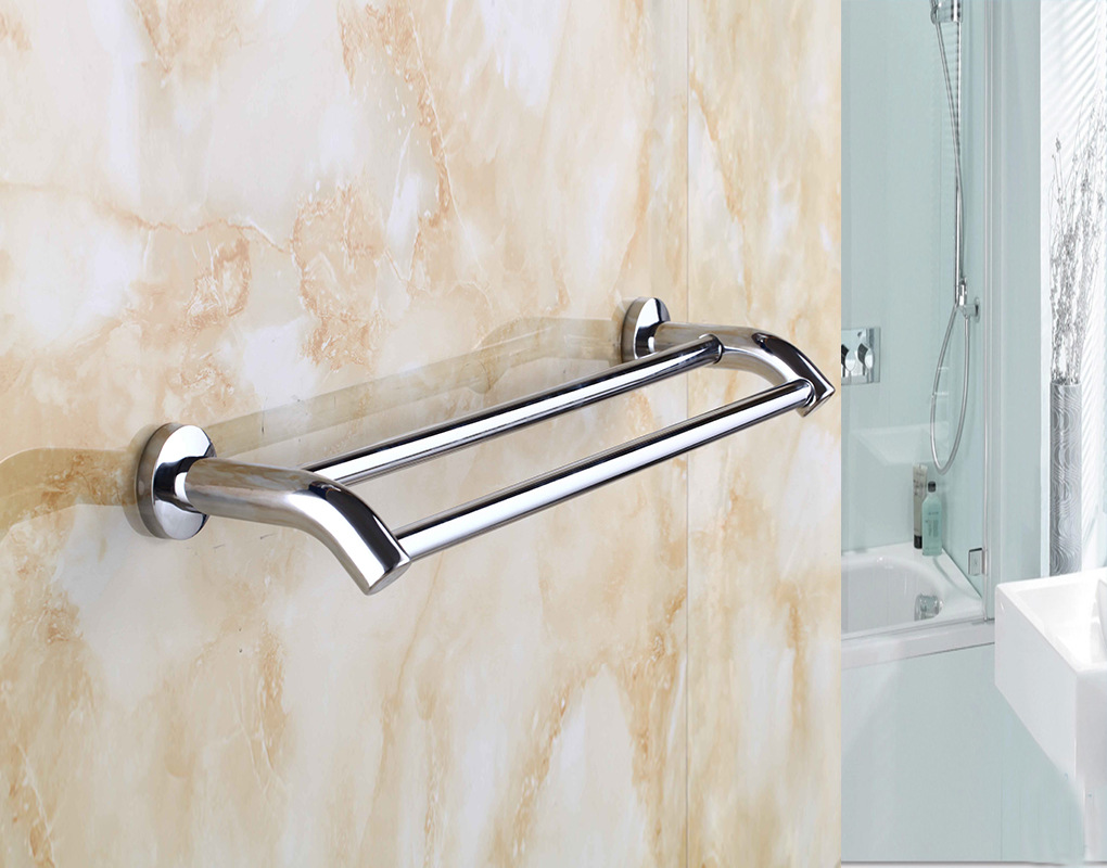 不锈钢 卫浴挂件 加粗毛巾杆 卫生间 毛巾架 五金挂件 牛角双杆