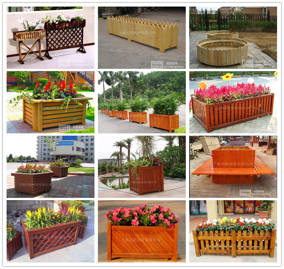 木花箱 实木花盆 公园防腐实木花槽 广场高档花箱 景区实木箱