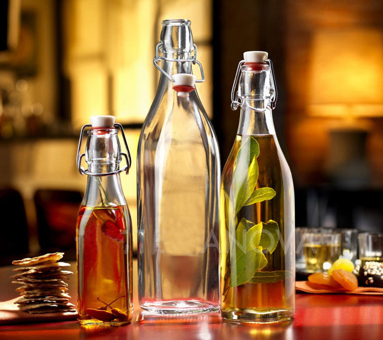 批发无铅透明密封玻璃瓶子 宜家果汁瓶 乐