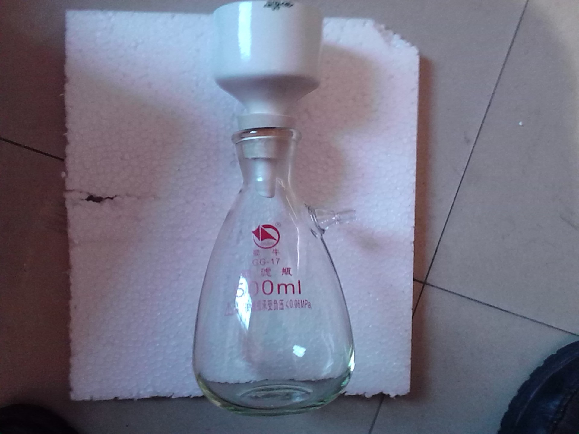 实验仪器布氏漏斗过滤装置 100mm漏斗 上嘴抽滤瓶1000ml过滤装置