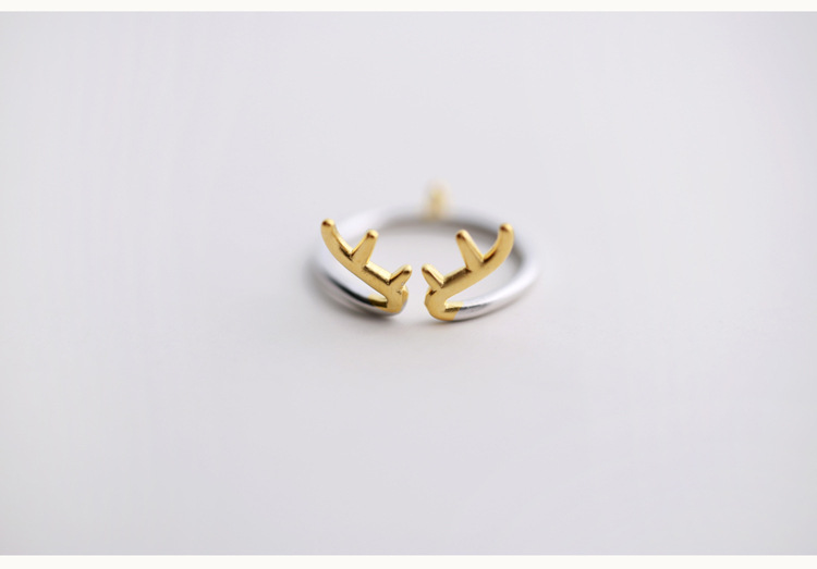 特,独创 925纯银 独一无二(双色鹿角开口戒指)批发