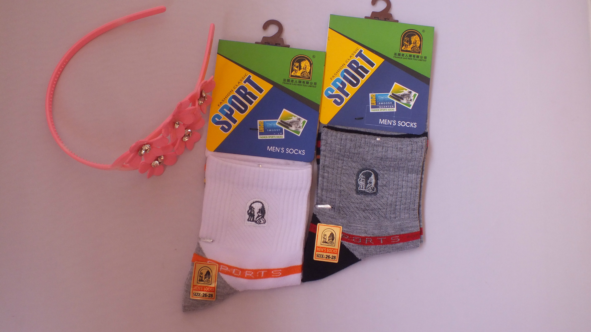 正品法国老人头盒装运动袜彩色刺绣中腰男士袜子抗菌纯棉袜子包邮