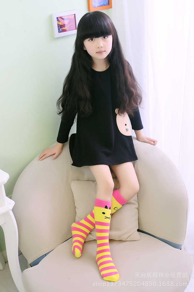 外贸儿童长筒袜全棉 夏款 薄款韩国女童袜子 中筒袜过膝 春秋批发