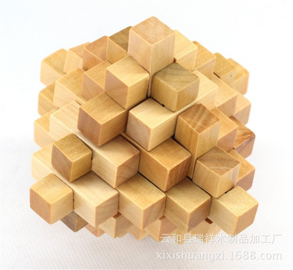 本色大菠萝孔明锁 鲁班锁 益智木制解锁玩具 学校周边热卖玩具