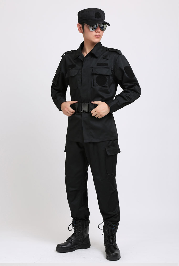 厂家直销保安制服套装 抗撕裂黑色机场特勤工作服 地铁制服