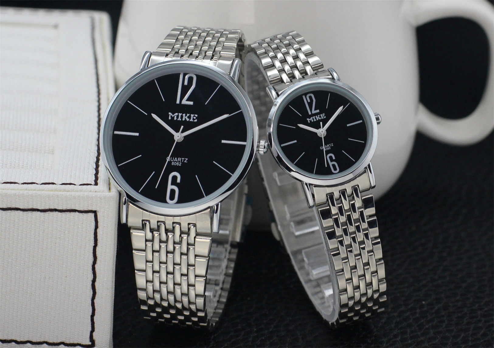 米可手表女超薄防水男表时尚潮流款钢带情侣一对表男士石英表