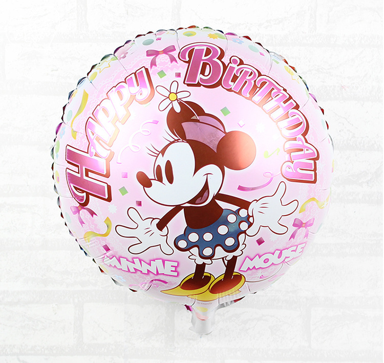 新品卡通18寸圆形米奇铝膜氦气气球宝宝百日宴生日派对布置气球