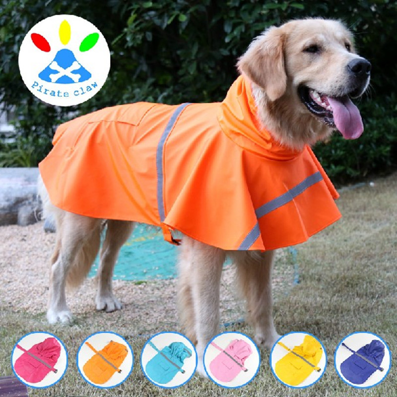 New Pet Raincoat Dog Raincoat Labrador Golden Retriever Husky Samo Reflective Waterproof Snow-Proof Large Dog Clothes