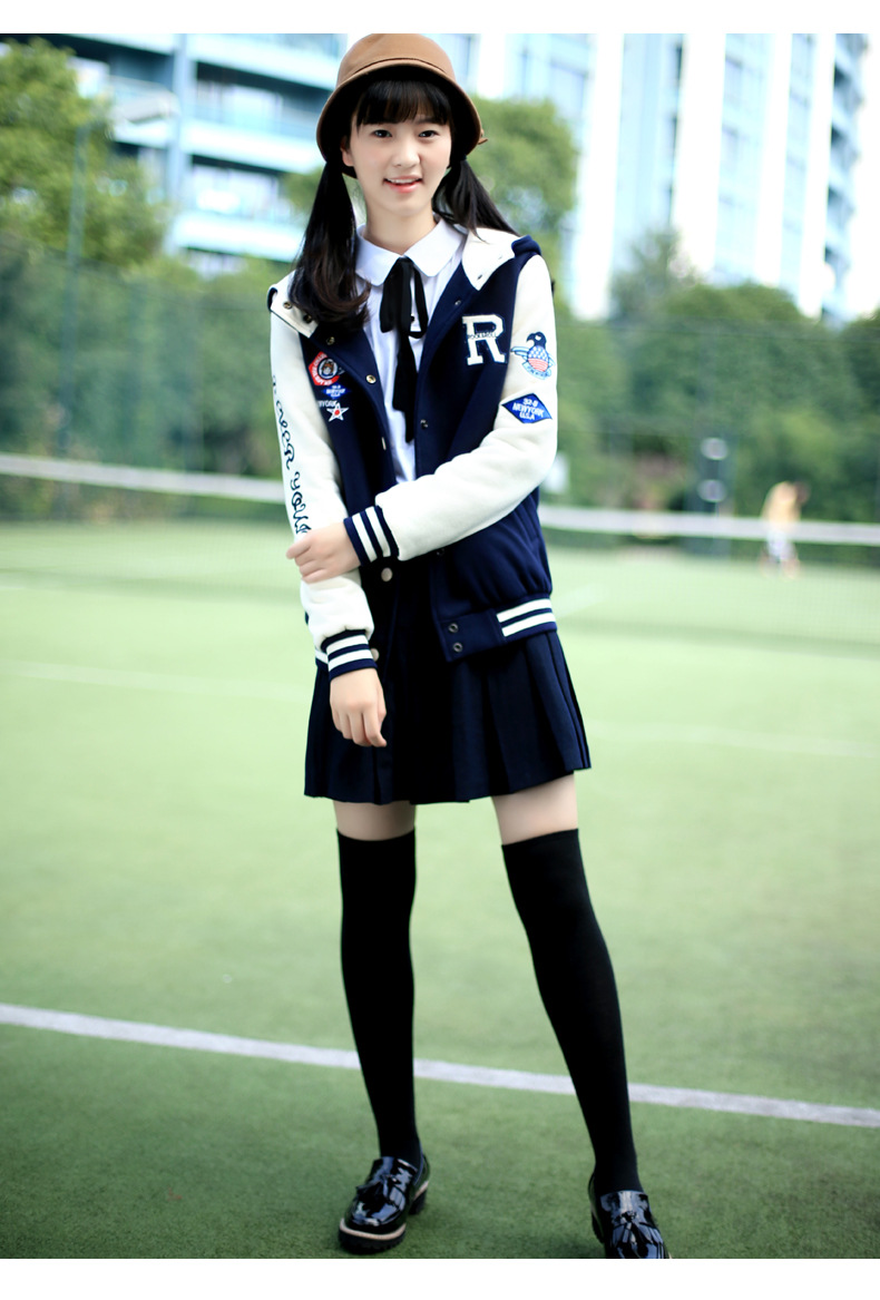2015少女秋冬新款韩版绣花上衣外套女中学生运动卫衣棒球服开衫