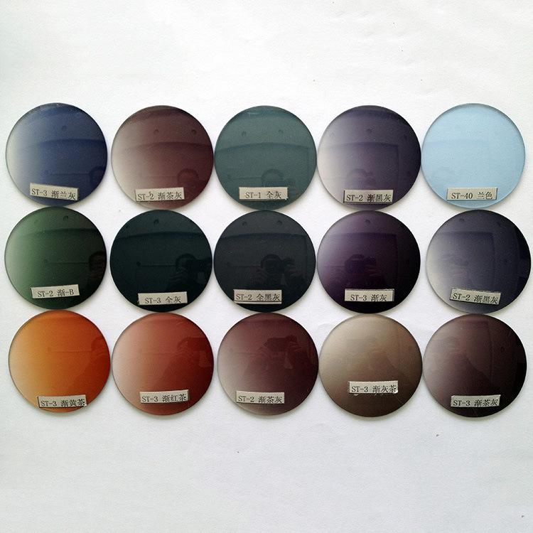 1.56大基弯大直径80渐进色镜片加硬树脂彩片 护目太阳镜近视镜片