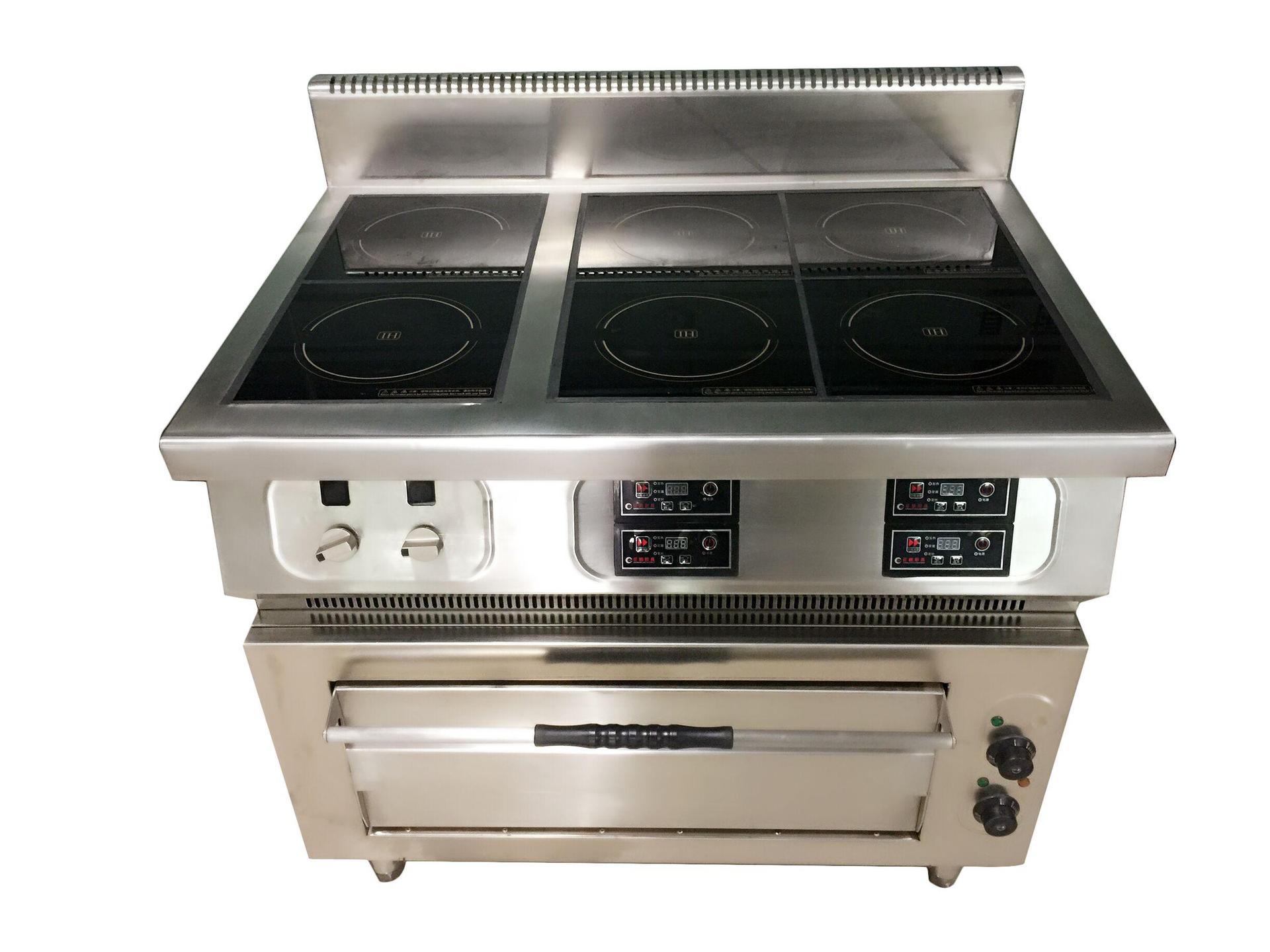 中餐店烹制六头电磁电陶炉连下焗炉商用设备 多头节能煲仔炉