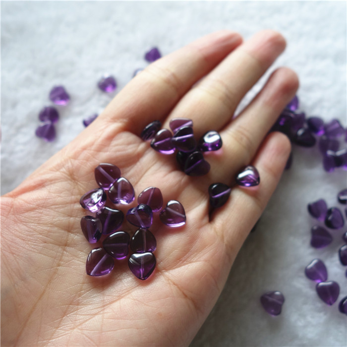 人造压电紫水晶桃心双卜心形手链吊坠耳环手工diy配件8mm