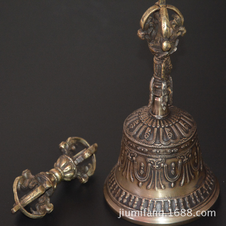 佛教用品手工印度铜质金刚铃杵摇铃法器小号/大号