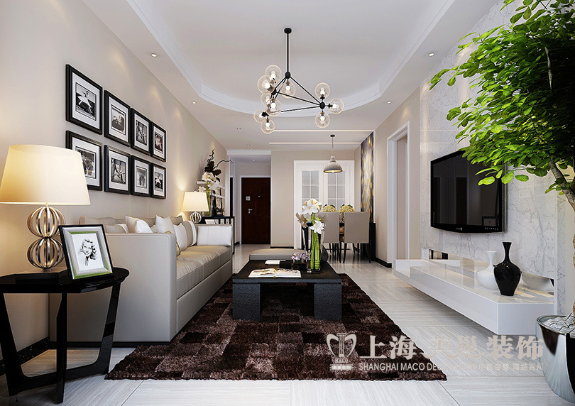 天伦锦城两居室82平装修效果图时尚简约