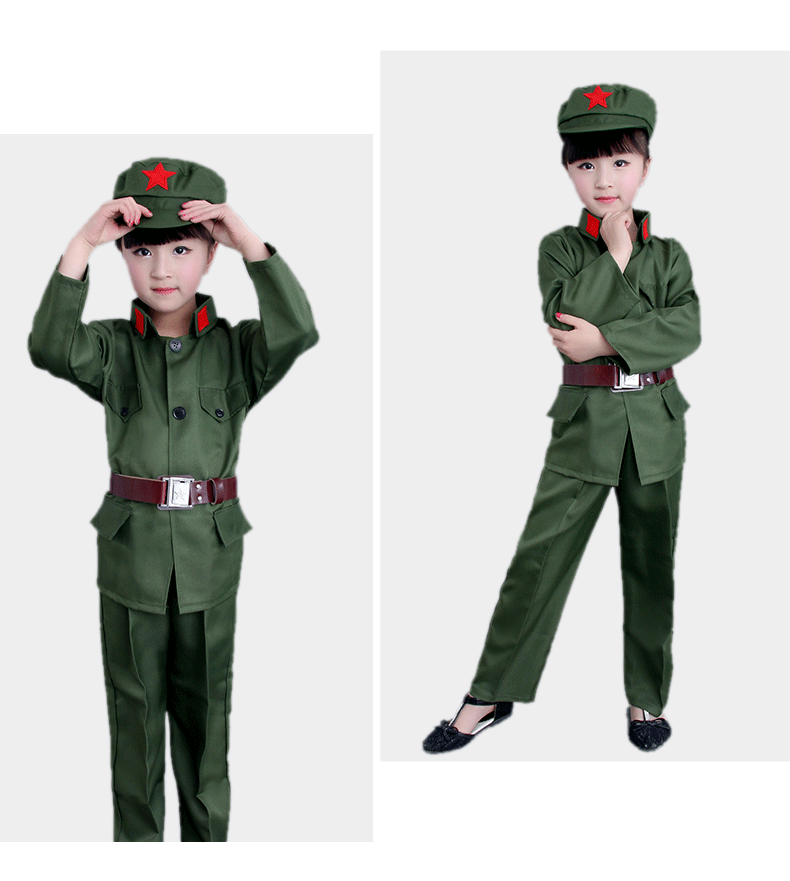 男女儿童八路军红卫兵演出服儿童军装六一军服红军表演服厂家直销