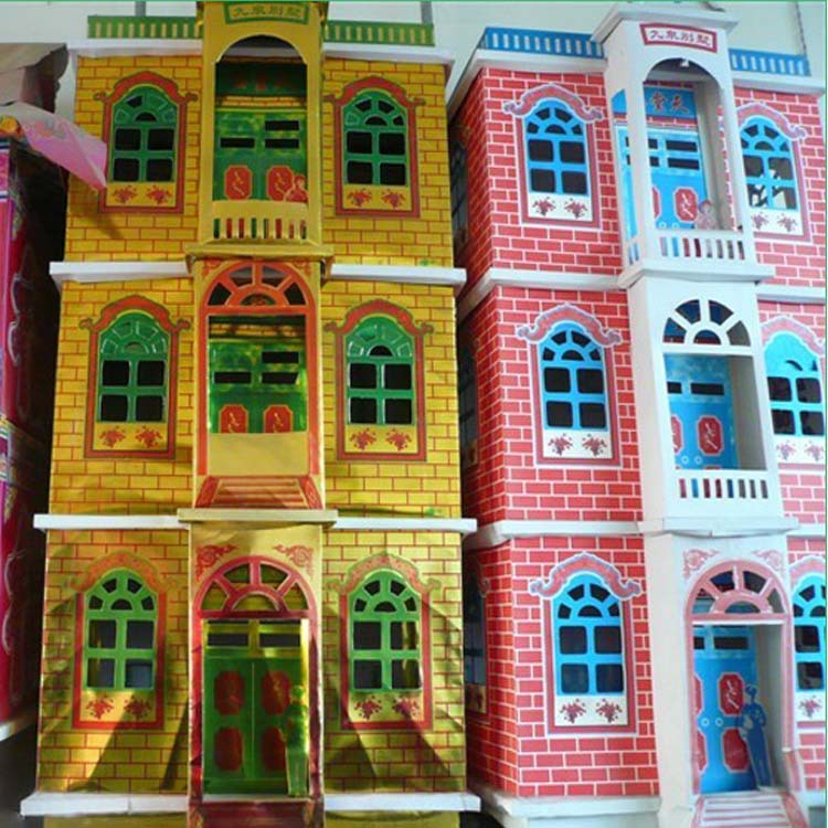 厂家现货直供殡葬用品纸活纸扎批发纸活三层金楼九泉别墅