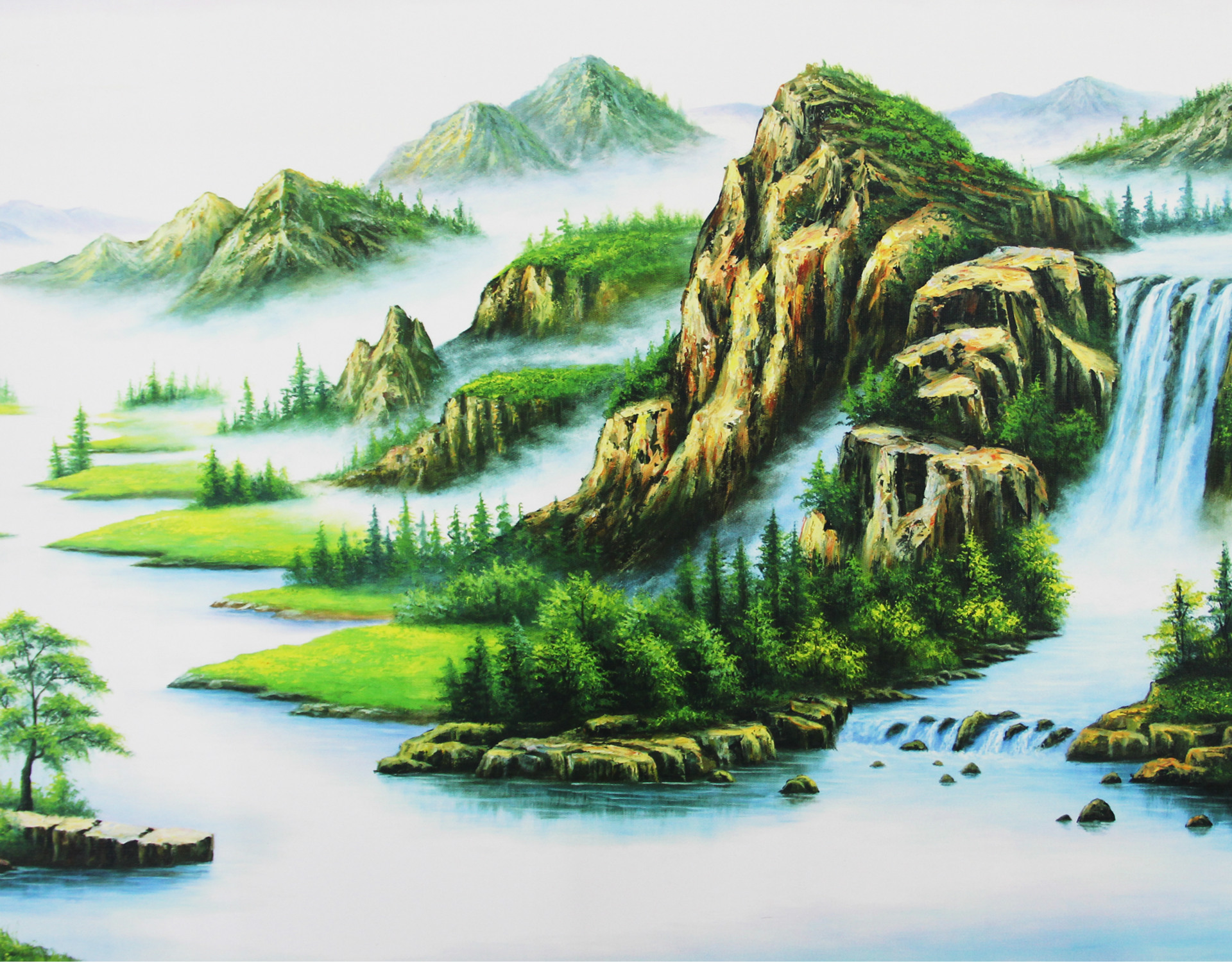 厂家批发高清喷绘印刷仿真油画 风景油画 居家装饰画 古典风景画