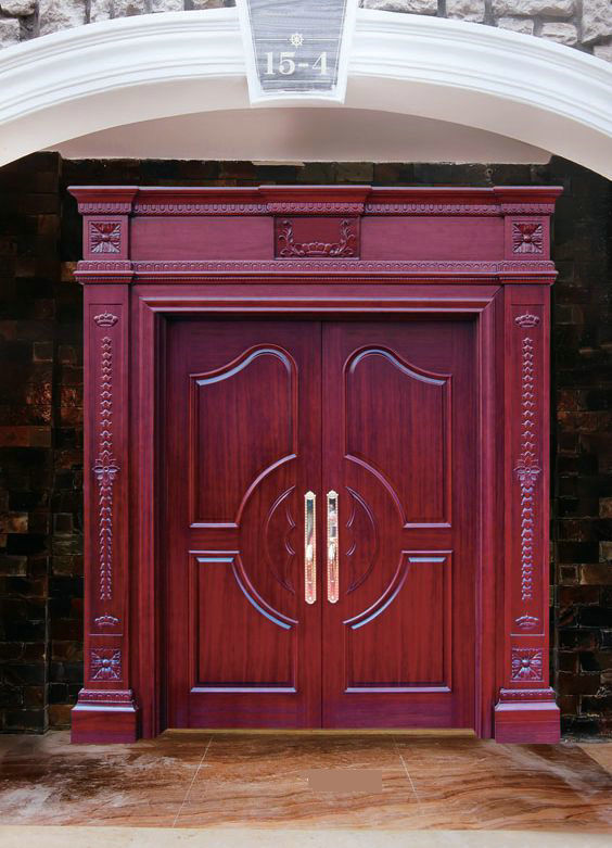 欧式别墅原木门 烤漆原木推拉门 室内双开