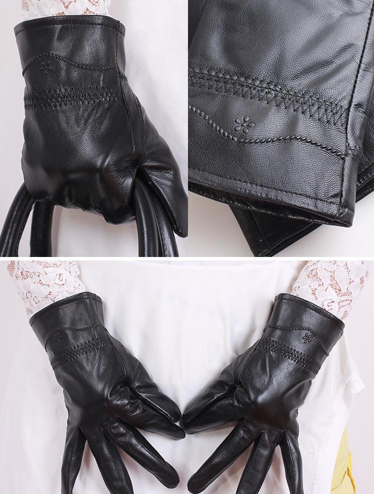 2016秋冬新款女士皮手套 梅花保暖羊皮手套女 厂家直销