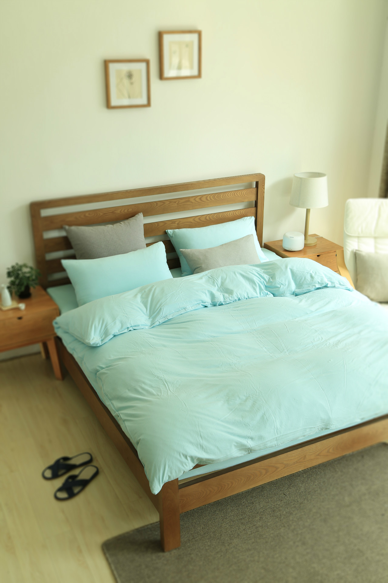 无印良品纯色四件套裸睡床品全棉床上用品针