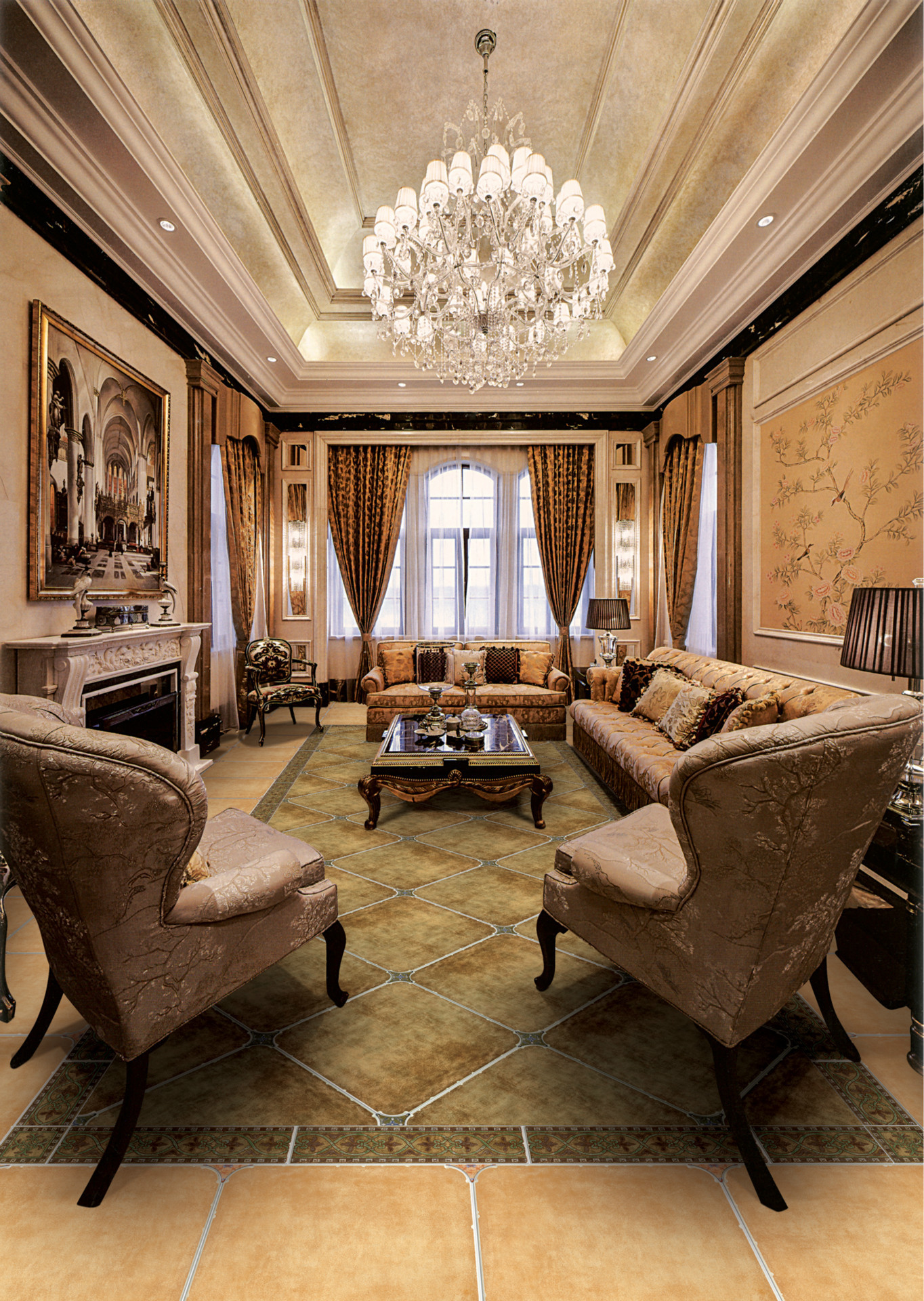 欧式地中海仿古砖500x500客厅地板砖卧室瓷砖防滑耐磨厨.