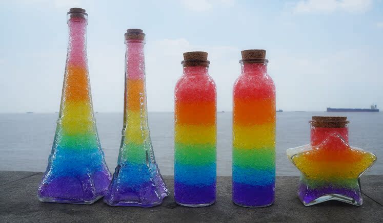 水精灵海洋宝宝瓶彩虹许愿瓶果冻瓶布丁星云瓶许愿瓶彩色铁塔瓶