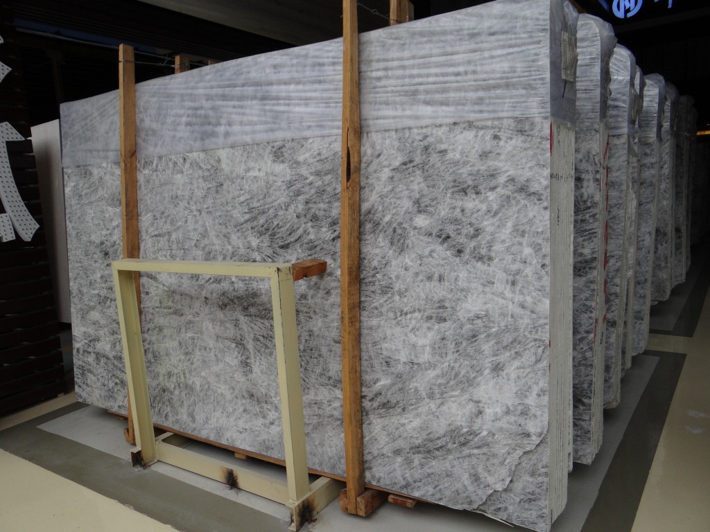 天然大理石石材 雪山银狐大理石板 可做大理石台面电视背景墙