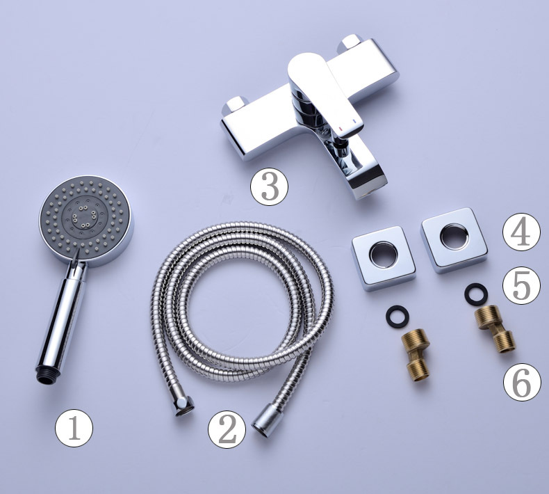 1,手持花洒(可选配件) 2,加密不锈钢淋浴管(可选配件)