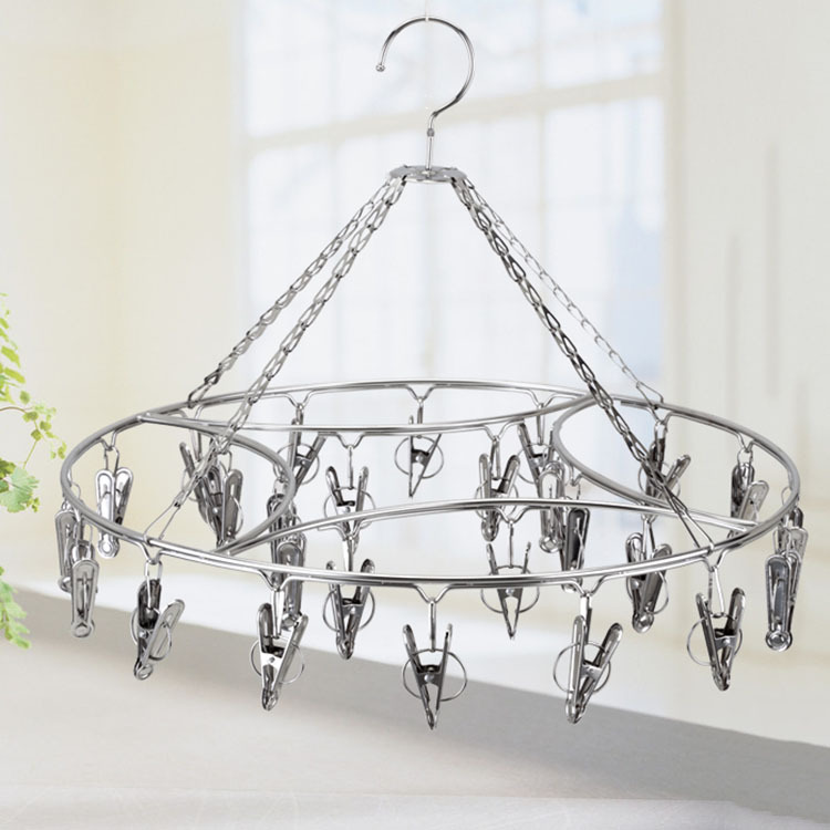 不锈钢晾袜架裤架 高档双层实心耐用晾衣架衣物晾晒衣架批发