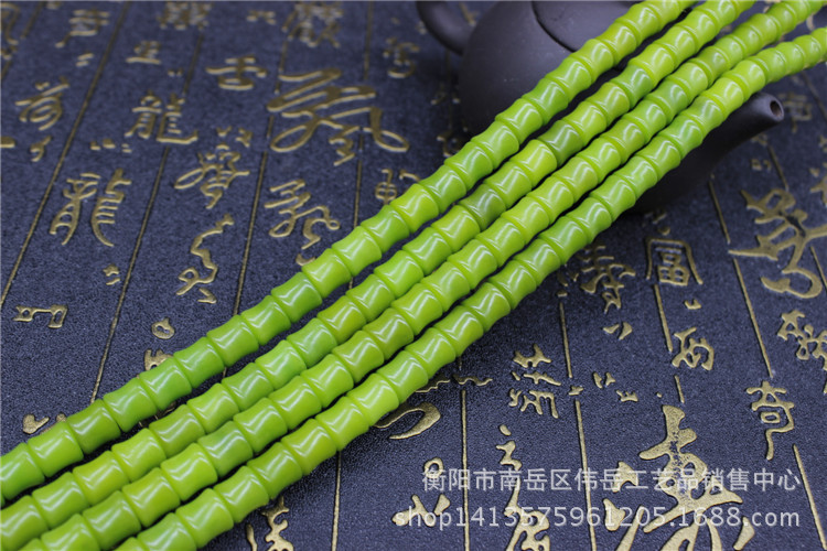 厂家直销108颗竹节形风化绿色菩提根 批发风化 带备珠6颗